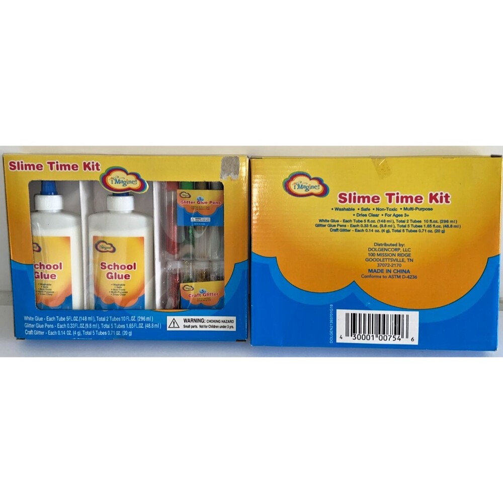 2 Slim Time Slime Kits Includes Glue and Glitter & Glitter Pens